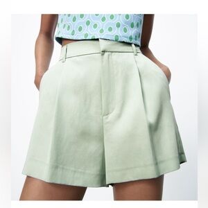 Zara High Rise Green Shorts